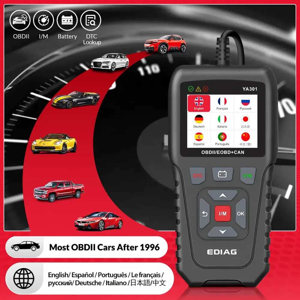 Ediag YA301 OBDII/EOBD Battery test real 16Pin Code Reader graph datastream USB update OBD2 Diagnostic Tool PK CR3001 ELM327 | Автомобили