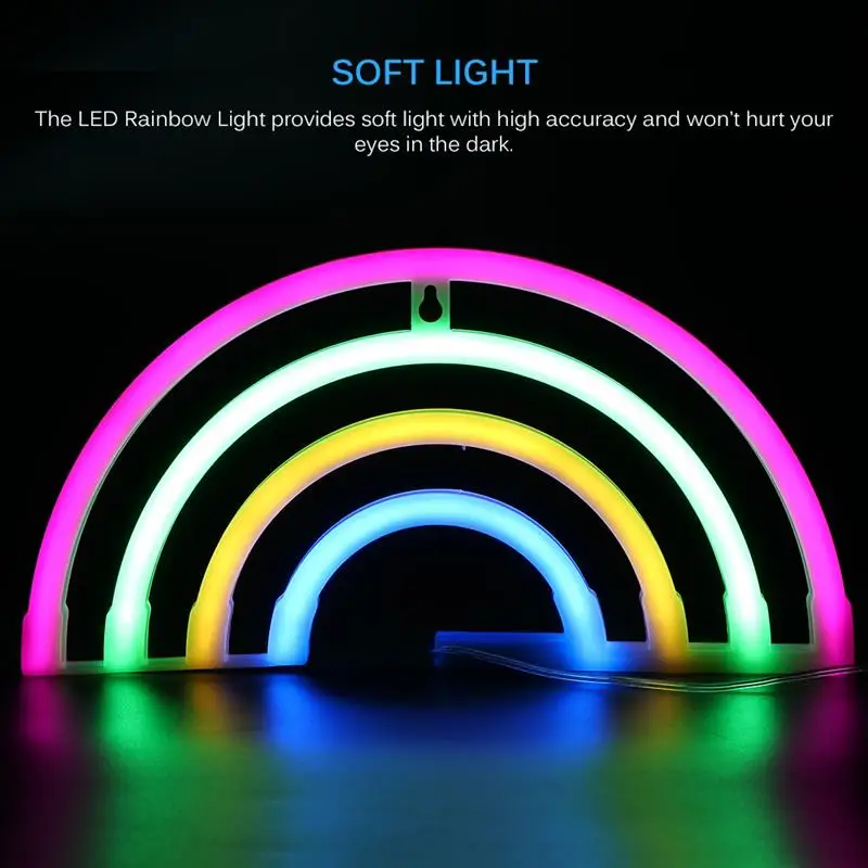 Цветной неоновый светильник s с радужной вывеской Радужный настенный питанием от