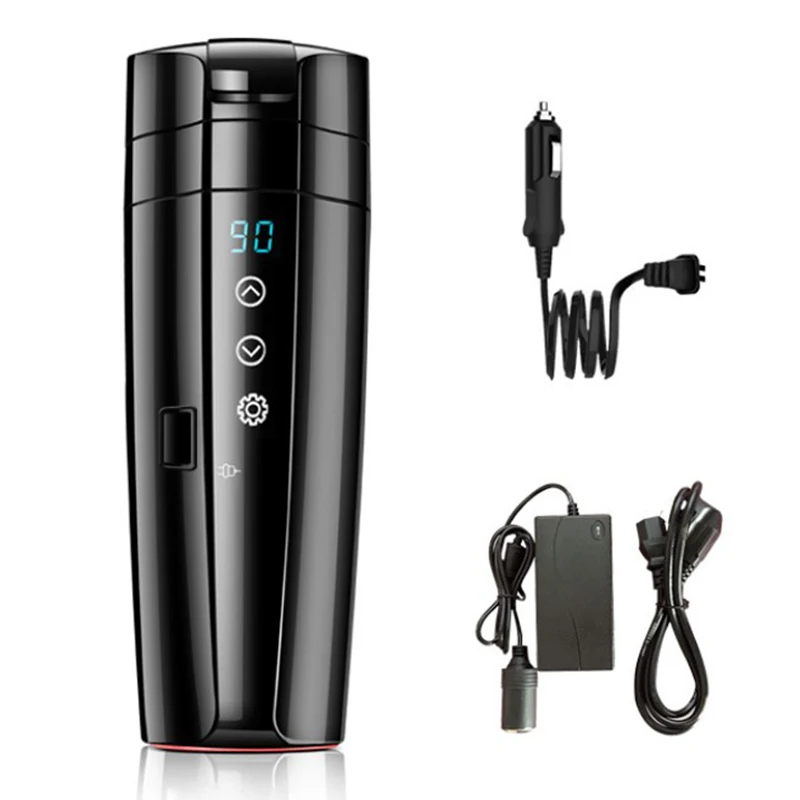 

400Ml Car Electric Bottle, Portable Car Kettle Stainless Steel Heating Cup with Indicator Light for Travel/Coffee/Tea