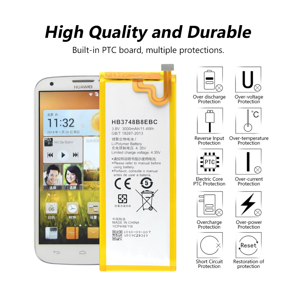 3000 мАч HB3748B8EBC литий полимерный аккумулятор для Huawei Ascend C199 C199S G7 мобильный телефон