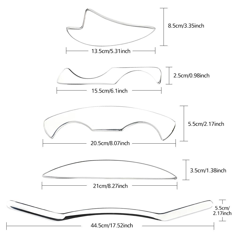 

5Pcs Gua Sha Scraper Board IASTM Therapy Deep Muscle Tissue Massage Tools Fascia Recovery Promote Blood Circ Stainless