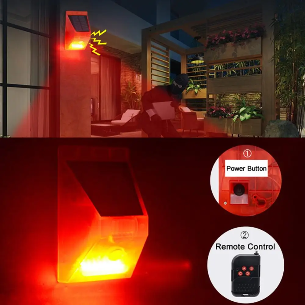 Инфракрасный датчик движения на солнечной батарее сирена стробоскоп система