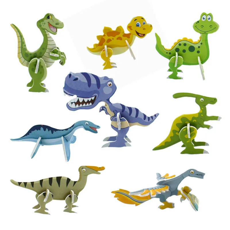 

3d Dinosaur Puzzle Paper Dimensional Model Assembled Brain Teaser Learning Educational Games Toys for Children Jigsaw Toys