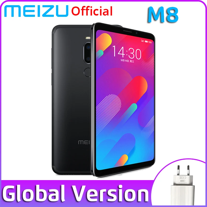 Meizu M8, 4 ГБ, 64 ГБ, мобильный телефон V8, четыре ядра, полноэкранный смартфон, 12 МП, двойная камера заднего вида, 3100 мАч, отпечаток пальца