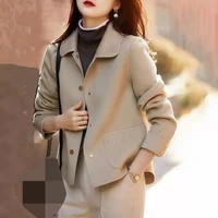 fashion woolen coat womens short short solid color coat loose coat korean jackets winter casual winter regular vintage