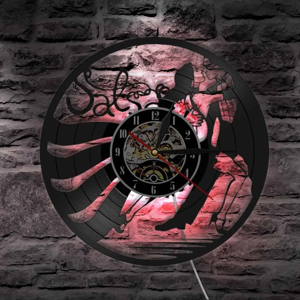 

Latin Dance Salsa Dancing CD Vinyl Record Wall Clock Theme DIY Removable Art Watch Clock Home Decorative Room Decor