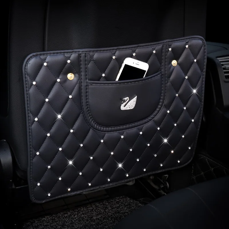 diamond swan Автомобильный Противоскользящий коврик с хрустальной короной, чехол на заднее сиденье автомобиля, защита для детей, анти-грязный коврик, автомобильный подвесной мешок органайзер для хранения, Стайлинг автомобиля - Название цвета: diamond swan
