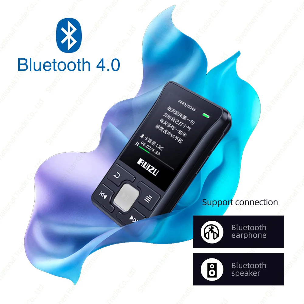

RUIZU X55 Clip Sport Bluetooth MP3 Player 8GB Mini with Screen Support TF Card,FM,Recording,E-Book,Clock,Pedometer Music Player
