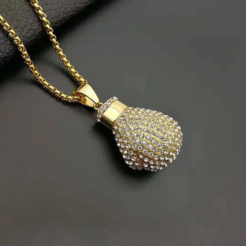 В стиле хип хоп Rock Полный Стразы Bling лед из Нержавеющая сталь Боксёрские перчатки