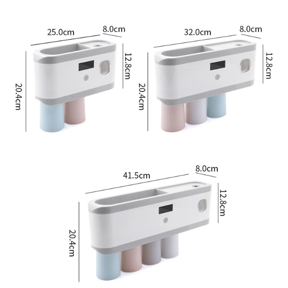 

Solar UV Toothbrush Holder With Cup Automatic Toothpaste Dispenser USB Charging Toothbrush Sterilizer Multi Bathroom Organizer