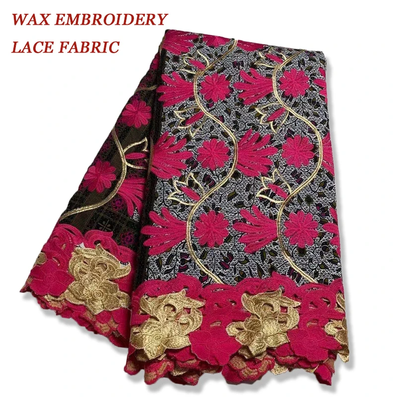 

African Wax Cord Lace Fabric High Quality Water Soluble Nigerian Embroidery Sewing Guipure Lace Fabric With Rhinestones Dress A2