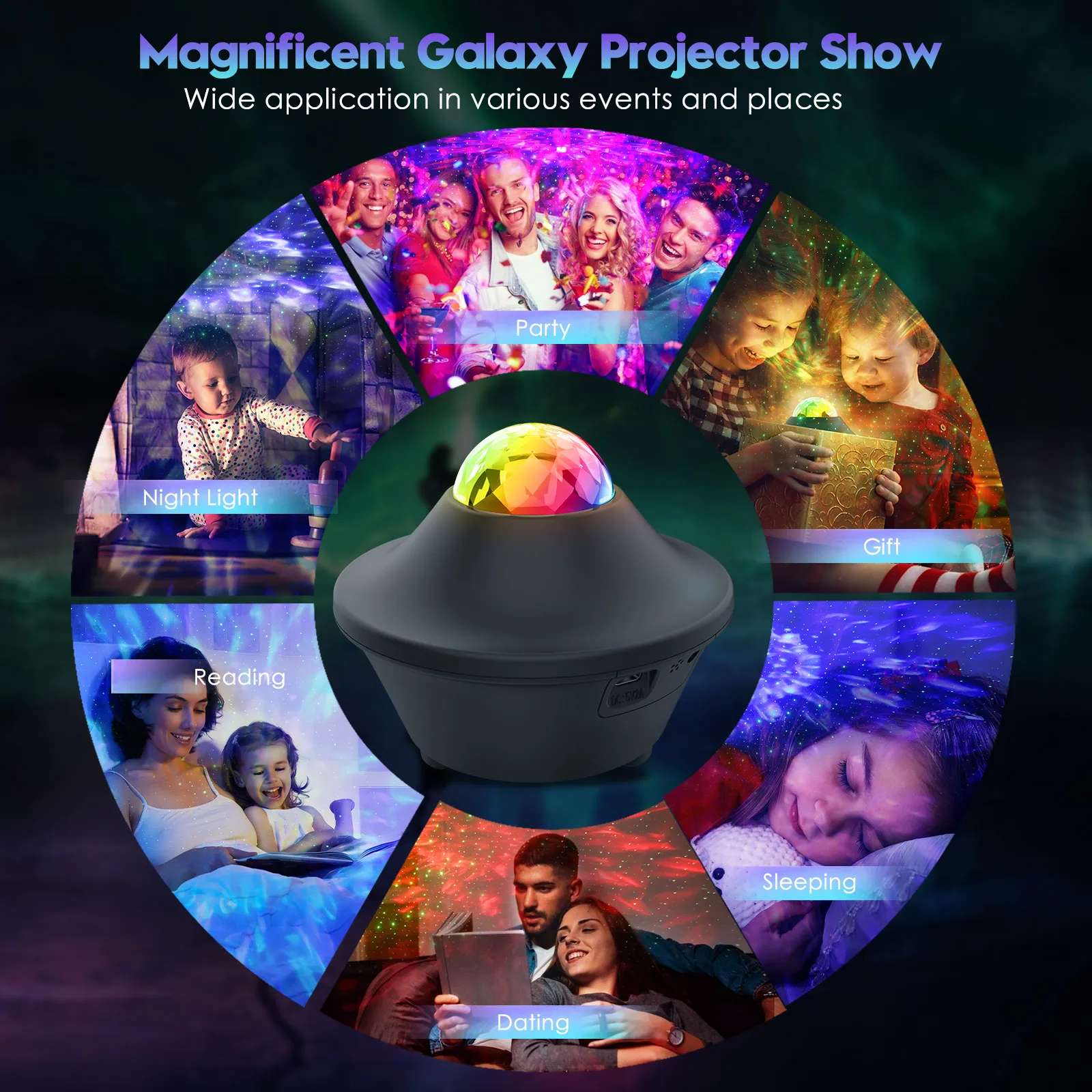 Colorful Starry Sky Galaxy Projector Nightlight Child Bluetooth Music Player Star Night Light Romantic Projection Lamp Kids Gift | Лампы и