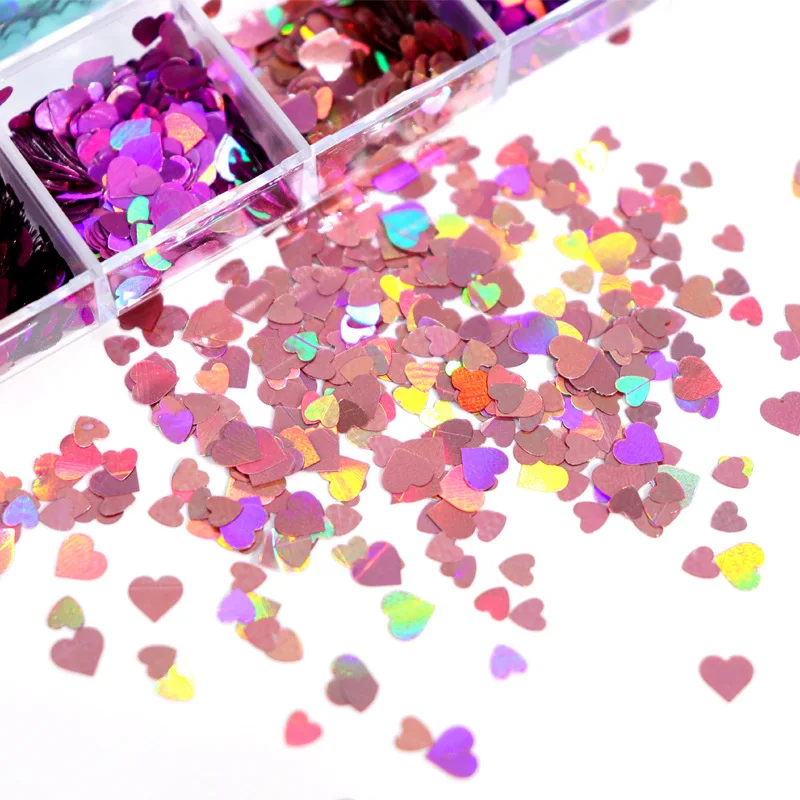

12 Colors Holographic Nail Sequins Iridescent Mermaid Flakes Colorful Glitter Sticker Manicure Nail Art Design Make Up DIY Decal