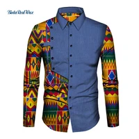 casual cotton mens african clothing dashiki patchwork print shirt tops bazin riche traditional african men shirt clothes wyn1210