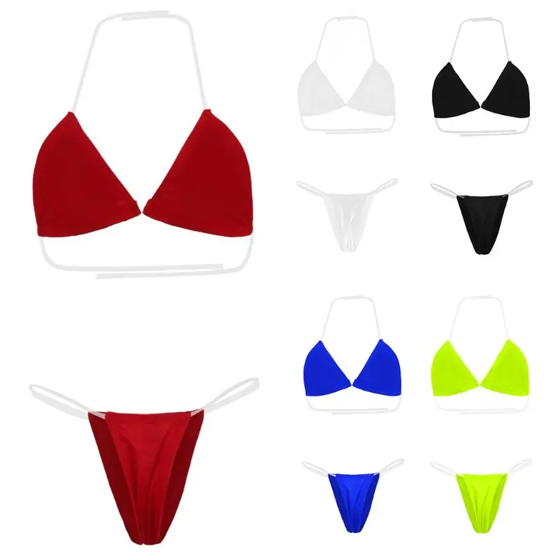 Fashion Women Summer Bikini Lingerie Set Sexy Underwear Bra G-String Transparent Strap Set Beach Wear Bathing Suit Swimwear