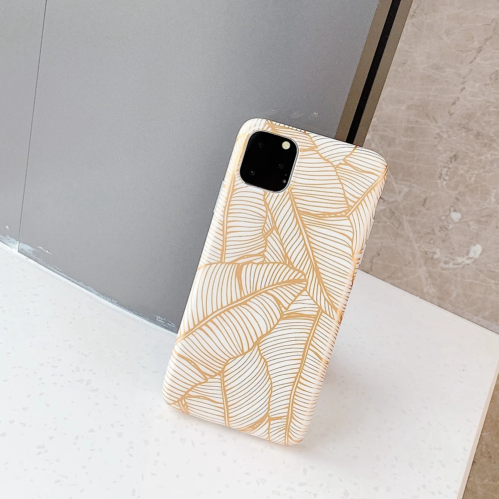 Роскошный золотой чехол для iPhone 11 Pro Max Leaf IMD с принтом Fundas i Phone Cases Xr Xs X 8 7 ТПУ Мягкий