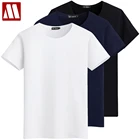 3 шт.лот, летняя мужская футболка, Новая Модная хлопковая Базовая футболка с круглым вырезом, повседневная однотонная мужская футболка высокого качества, топы, S-5XL
