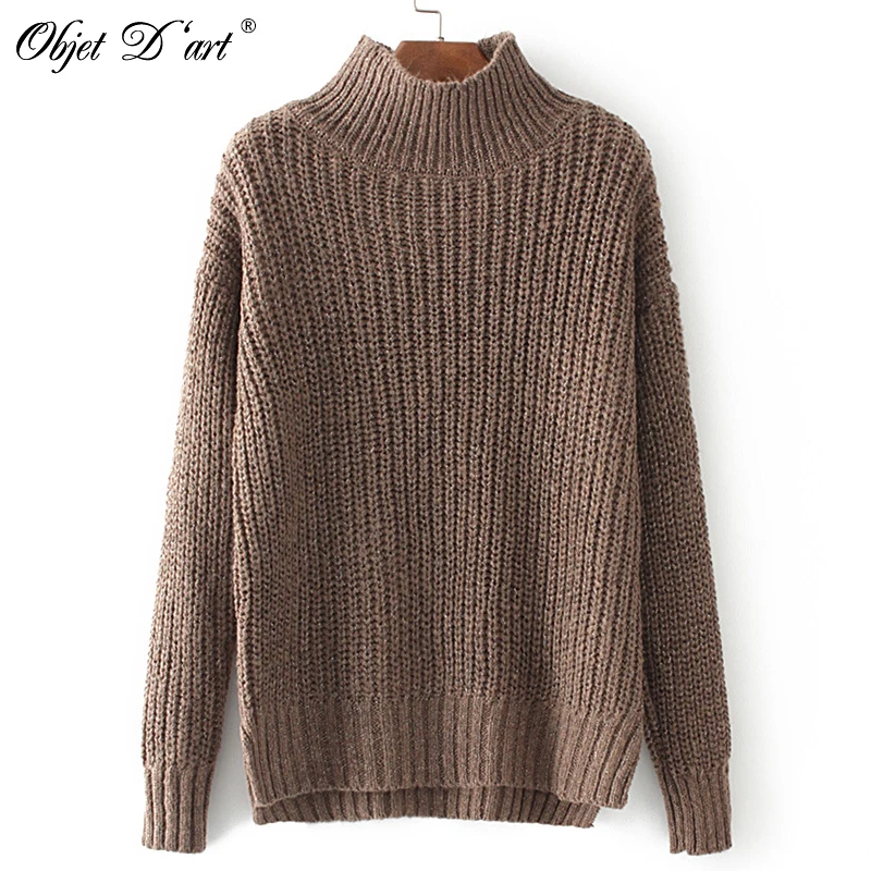 Keep Warm Women knitted Sweater Blouse Top Full Sleeves Pullover Turtleneck Plus Size Solid Color Winter | Женская одежда