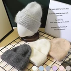 Облегающие шапки, зимняя шапка, облегающие шапки из натурального кроличьего меха и женская шапка, теплые шерстяные шапки, кашемировые шапки, модные женские удлиненные