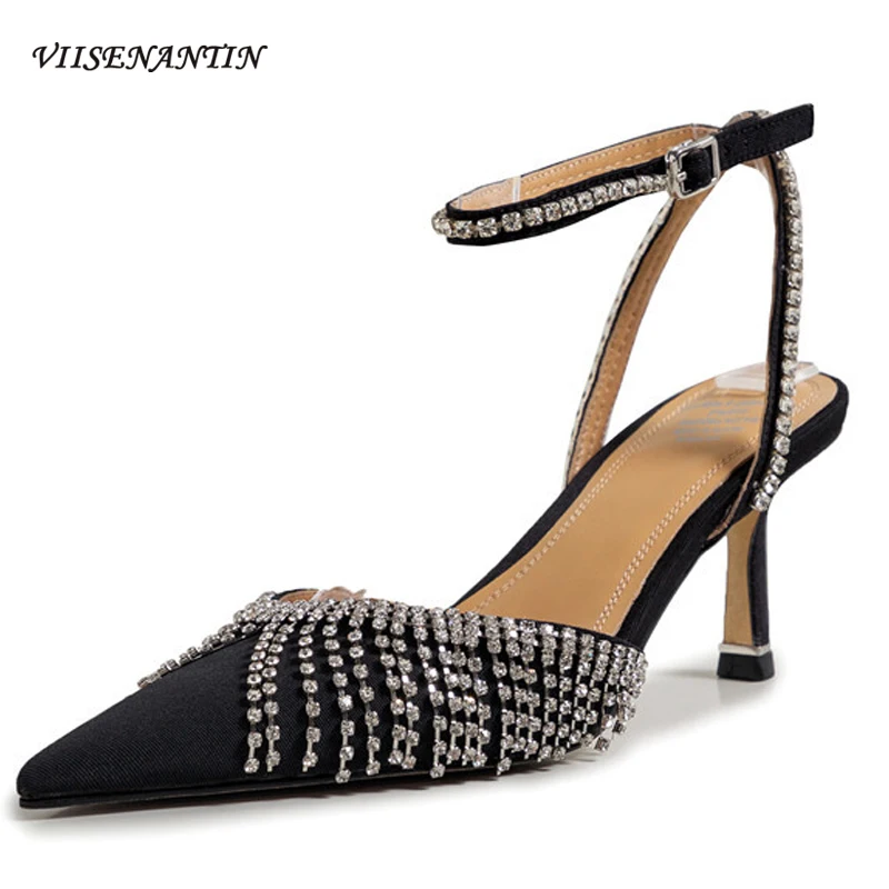 

Женские босоножки с кисточками Baotou, черные босоножки на высоком каблуке, весна-лето 2021