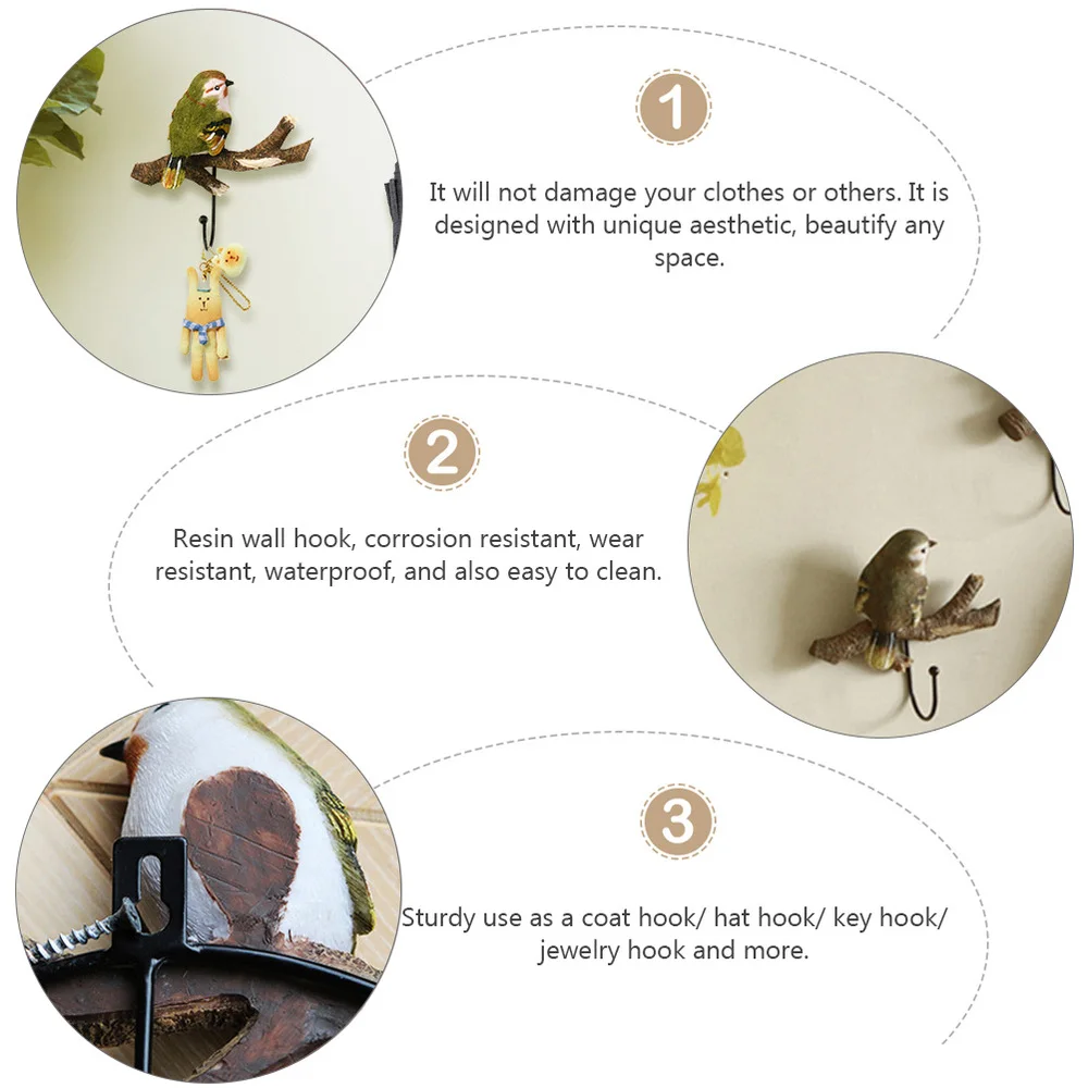 

Rural Wall Mounted Hook Bird Hanger Decorative Wall Ornament for Home Office