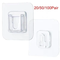 hook double sided adhesive wall hooks hanger strong transparent suction cup hang tool for kitchen 2050100 pair