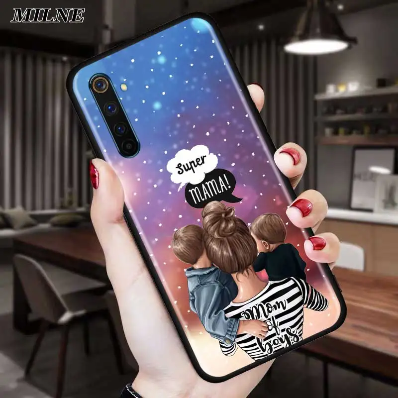 silicone phone case for realme xt c3 c11 v3 5 5i 6 6s 7 x2 x3 q2 q2i x50 pro 5g soft tpu back cover funda brown hair baby mom free global shipping