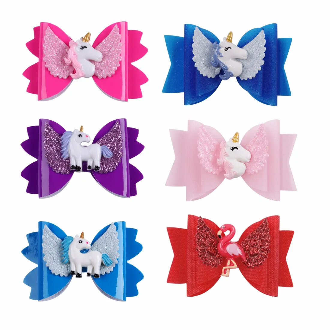 1 шт. крыло лук зажим для волос Принцесса Единорог заколки блеск 3 ''волосы