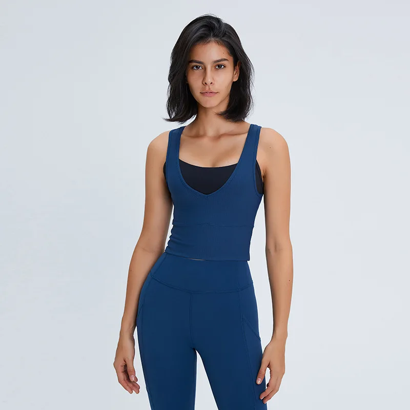 

2021 сезон: весна-лето Спортивный бюстгальтер с двумя способами носки Йога жилет противоударный собрать снаружи Спортивный жилет бюстгальте...