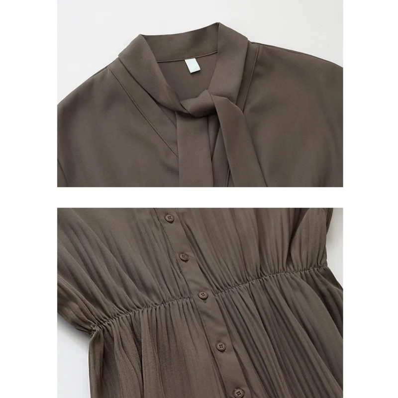 

Mozision Plated Lace-up Dress For Women Solid V Neck Slim High Waist Dresses Female 2021 Spring New Casual Dress Vestidos