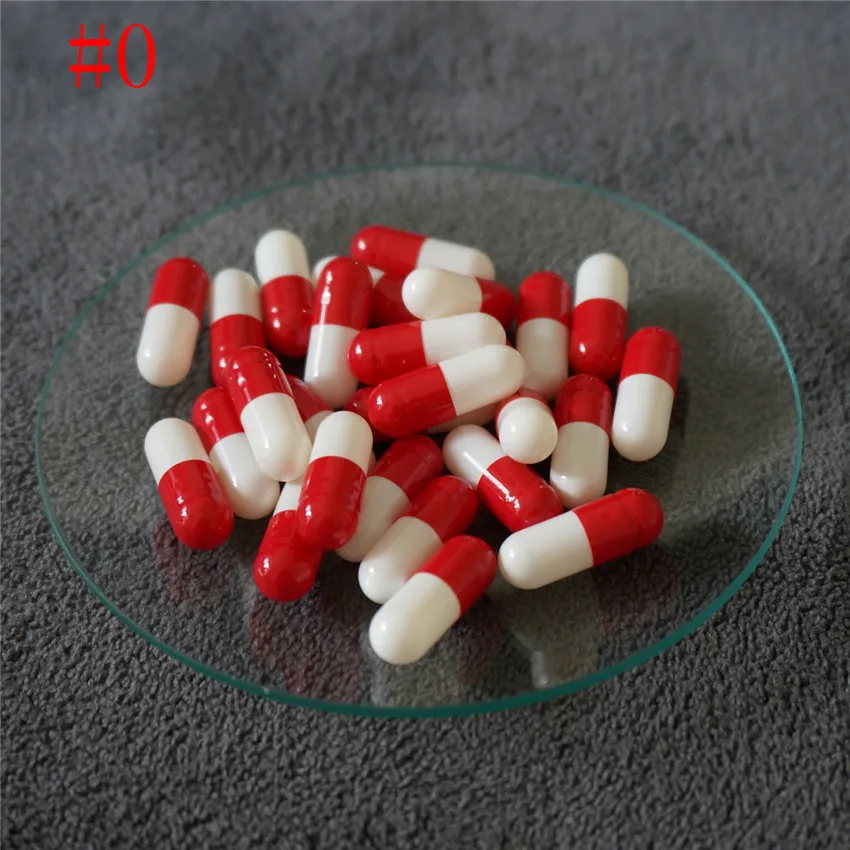 

0# 1000-10000pcs Red-White High quality hollow gelatin capsules Empty Capsules ,Remark joined or separated capsules