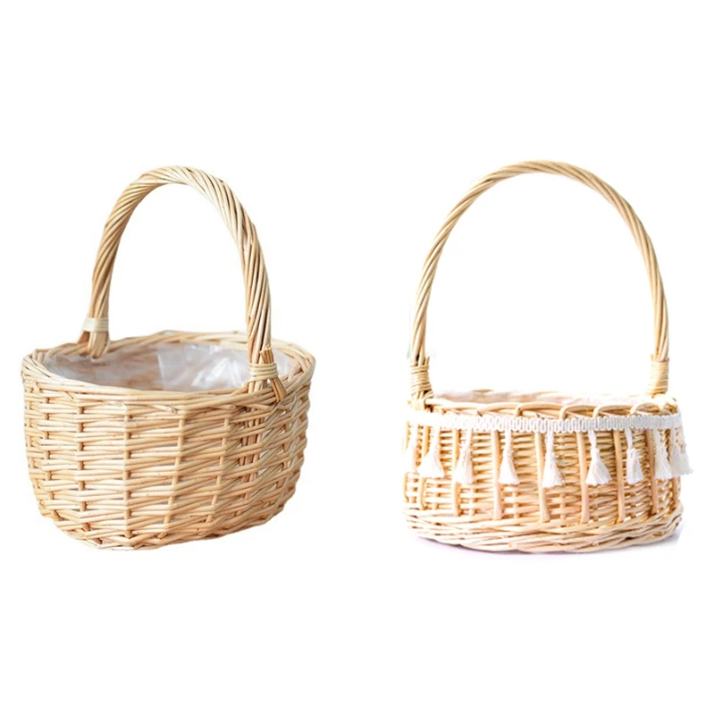 

Корзина для яиц, плетеная корзина для яиц зеленого цвета с цветочной композицией, с практичной плетеной корзиной ручной работы из ротанга