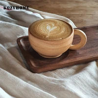 natural wood coffee cups with handle 165ml vintage coffee mug latte cups coffee bar accessories coffee table decor