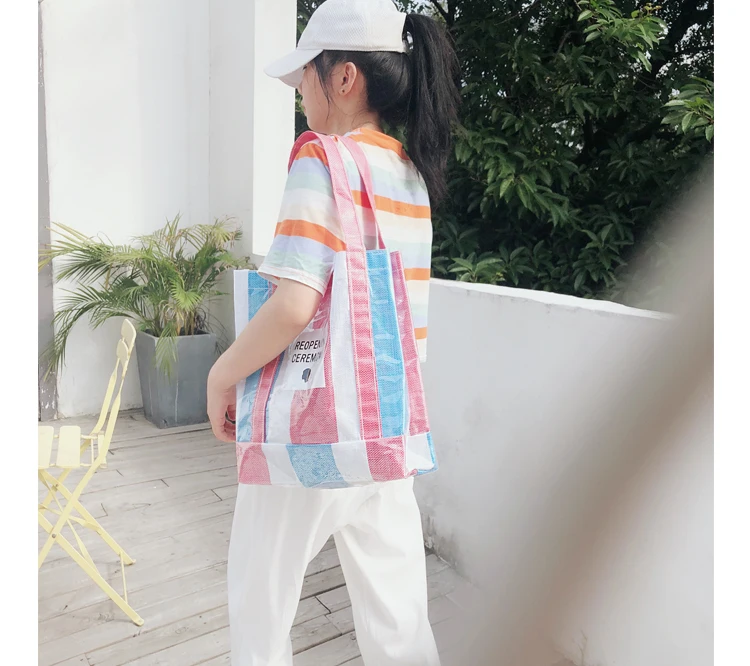 

Fashion new shopping bag personality large capacity plastic shoulder woven bag, durable