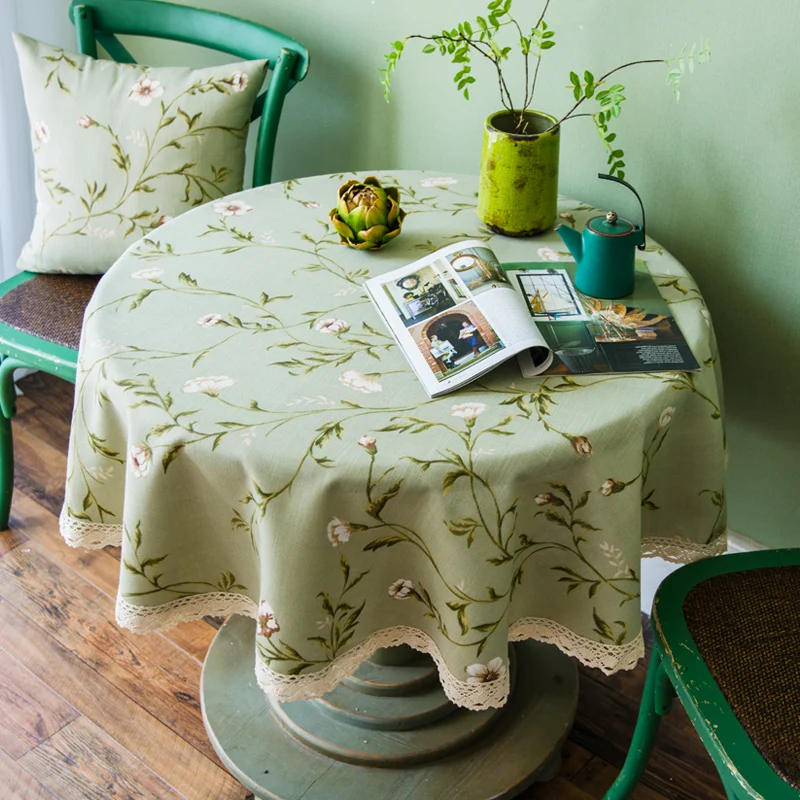 

Modern Round Tablecloth Home Decor Plant Flowers Table Covers Cotton Linen Table cloth Home Living Room Bedroom Table Decoration