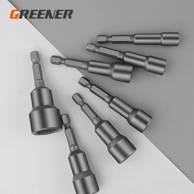 

Greener 5.5mm-19mm Hex Socket Sleeve Nozzles Nut Driver Set for Power Drills Impact Drivers ​Power Screwdriver Handle Tools