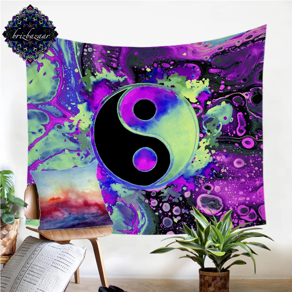 Джаспер Инь Ян от Brizbazaar Настенный Ковер Тай Чи гобелен настенный красочный