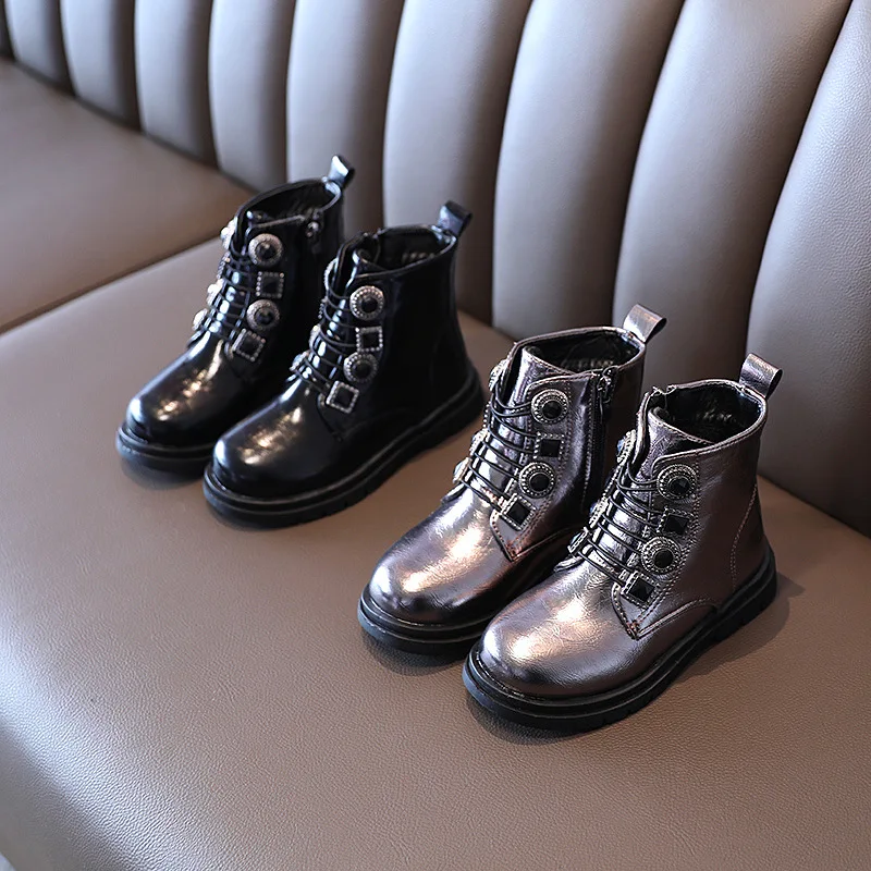 

Флокированные Модные Ботинки Martin для девочек, Зимние новые стильные однотонные ботинки Han Feng для маленькой девочки средней длины, модные бо...