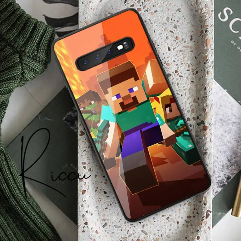 

Mini World Sandbox game Phone Case Tempered Glass For Samsung S20 Plus S7 S8 S9 S10E Plus Note 8 9 10 Plus A7 2018