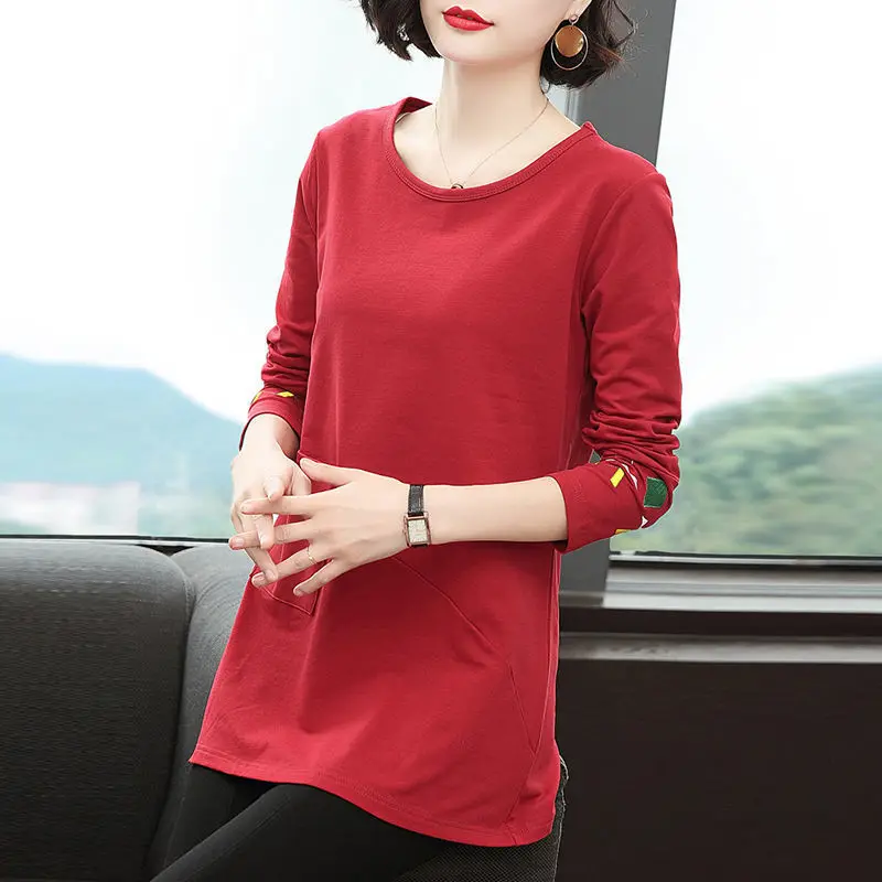

2021 New Spring Autumn Middle Aaged Women Elegant Cotton Fashion Causal Blouse Female Loose Embroidery Plus Size Shirt Q22