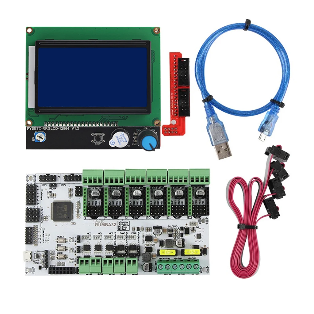 

1 Set RUMBA32 Control Board With 12864 LCD Display Screen DIY Upgrade Kit For 3D Printer Accessories