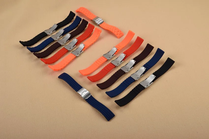 Ремешок силиконовый для наручных часов резиновый водонепроницаемый браслет с