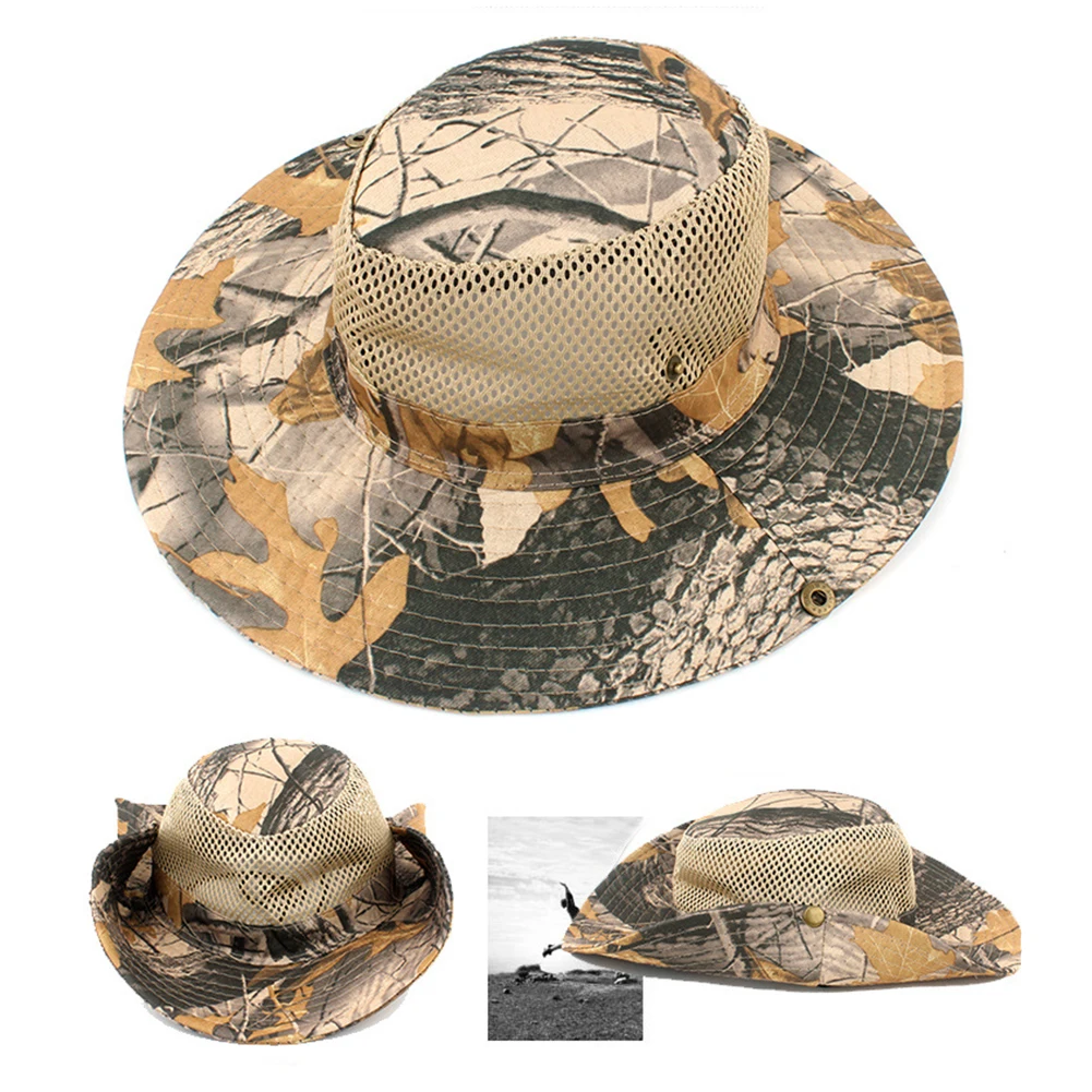 

Outdoor Fishing Hat Wide Brim Man Breathable Fishing Cap Sun Protection Beach Fisherman Cap Cotton Polyester Foldable Boonie Hat