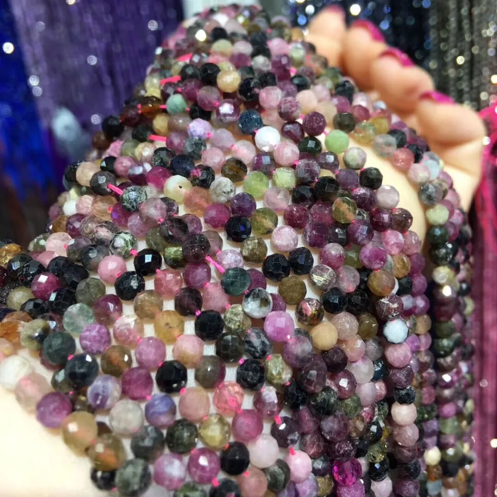 Бусины из натурального камня небольшие бусины с турмалиновым гранатом