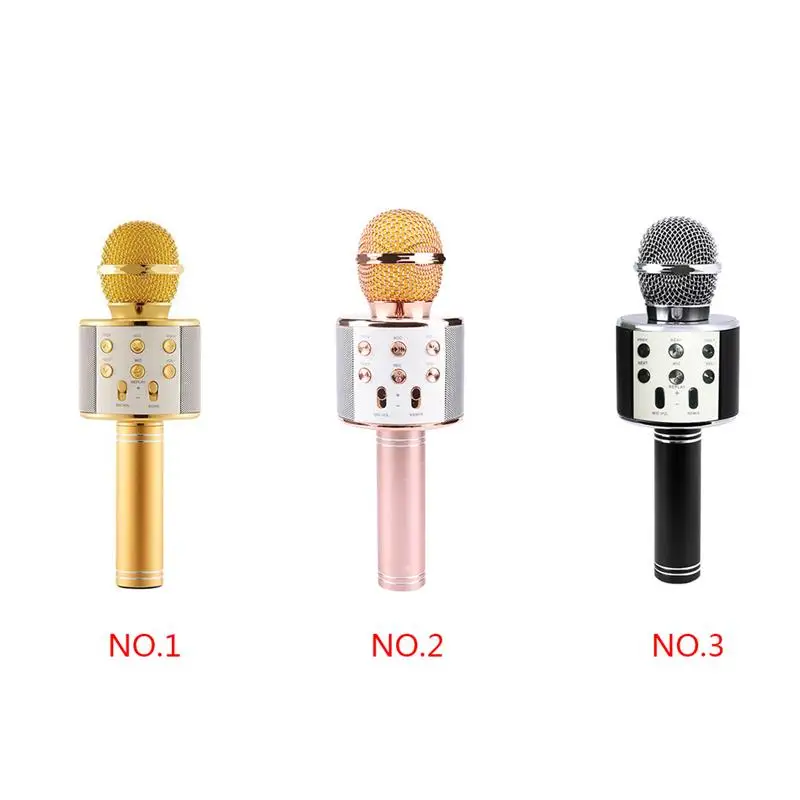 

Singing Bluetooth Microphone Wireless Handheld Smartpnone Speaker Mic for Home KTV Outdoor Party, Gold
