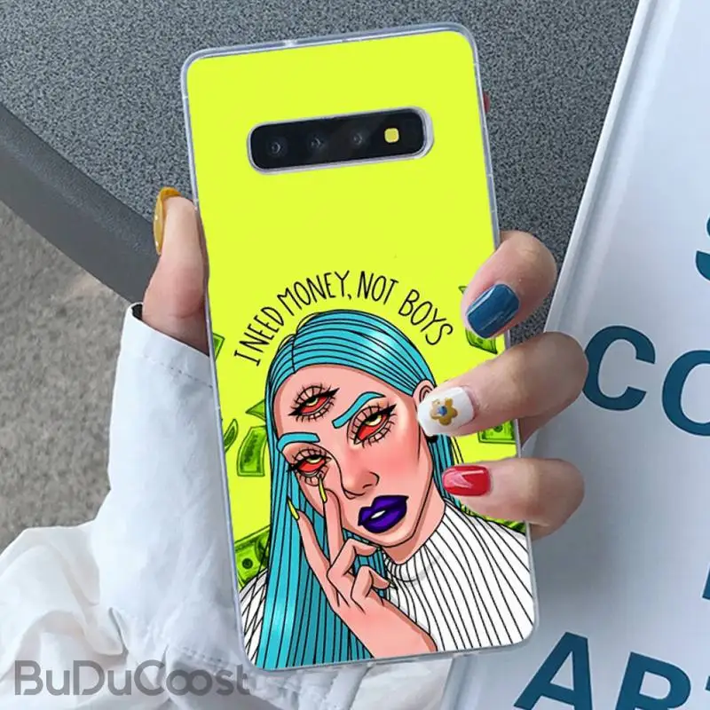 

Aesthetic Devil Woman Bad Girl Smoke Eyes Phone Case For Samsung Galaxy S10 Plus S10E S6edge S7edge S8 S9 Plus S10lite S20 Plus