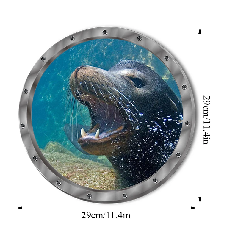 

3D Submarine Fake Window Stickers Seabed Animal Wall Stickers Kids Rooms Home Decoration Sealife Shark Fish Decals PVC Mural