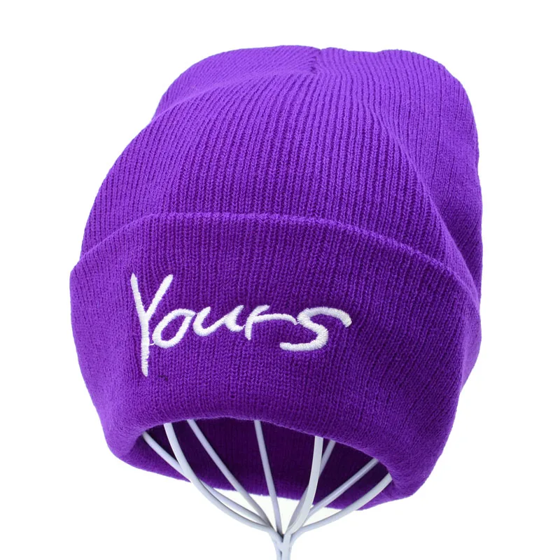 

Brand Embroidery YOURS Letter Beanie Hat Women Men Casual Warm Knitted Beanies Crochet Stretchy Slouchy Ski Cap gorro