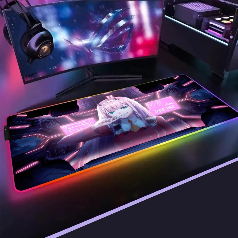 

Zero Two Darling In The Franxx Mouse Pad RGB 900x400 Mat Mouse Carpet Computer Padmouse Gaming Mousepad Gamer non-skid Mause Pad