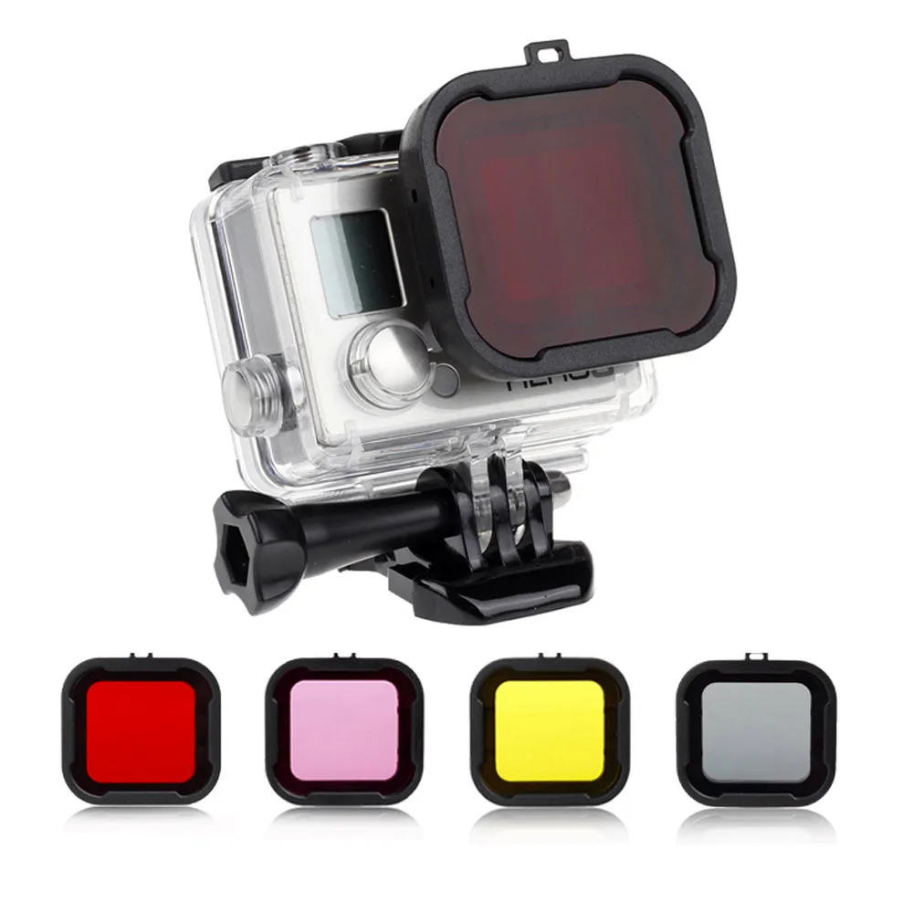 Colorful Filter Yellow Red Purple Grey Diving Waterproof Case Accessories for GoPro 3+/4 | Электроника